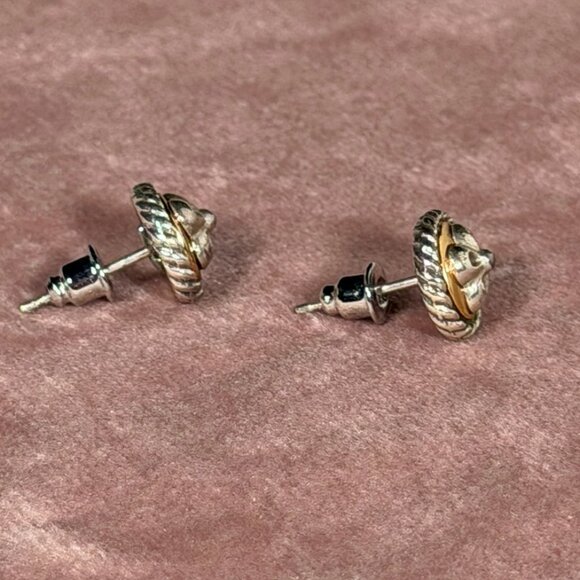 Brighton Two-Tone Filigree Floral Rope Stud Earrings — Classic Silver & Gold - Picture 4 of 5